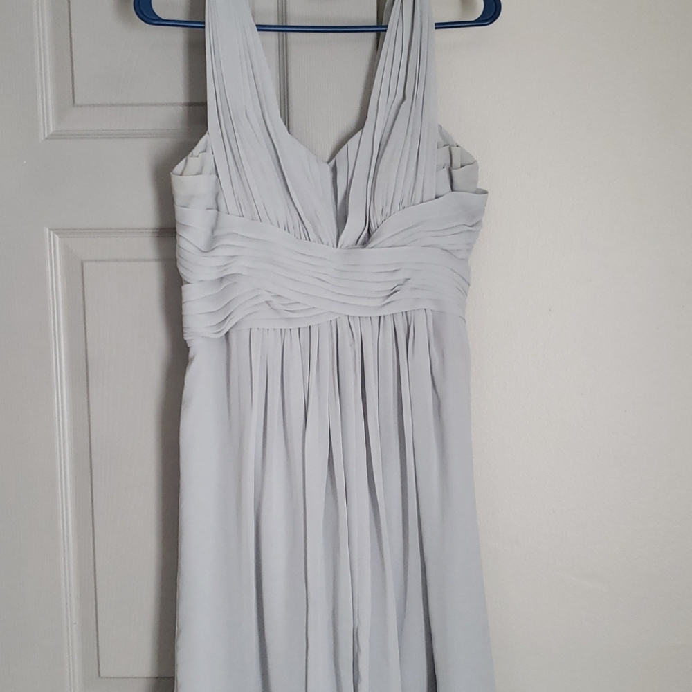 David's Bridal gray bridesmaid dress